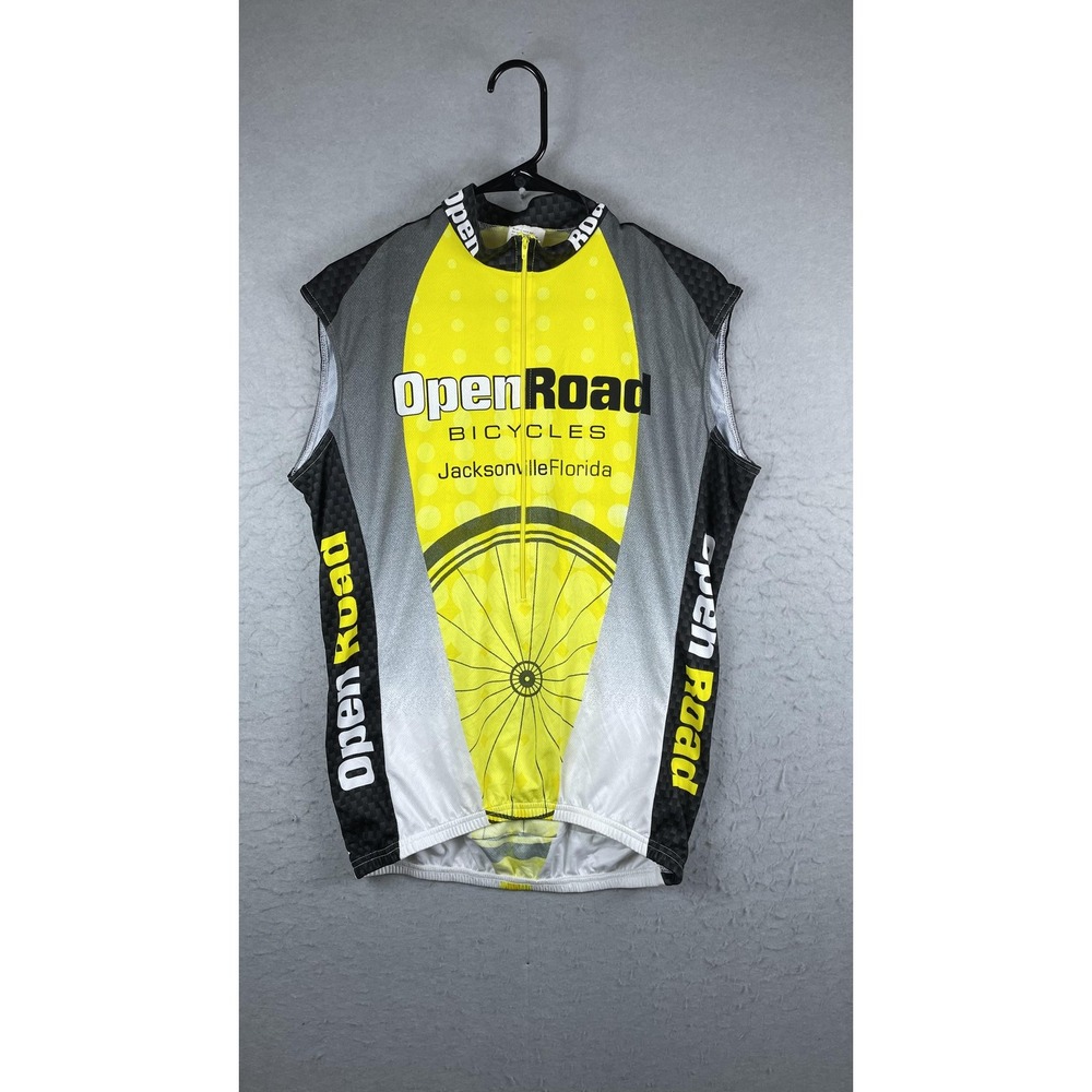VOmax Open Road Bicycles Cycling Jersey Mens XL Sleeveless Yellow USA Road Bike‎